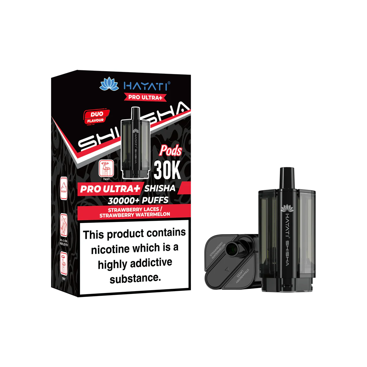 Hayati® Pro Ultra Plus Shisha Pod Strawberry Laces / Strawberry Watermelon 30K