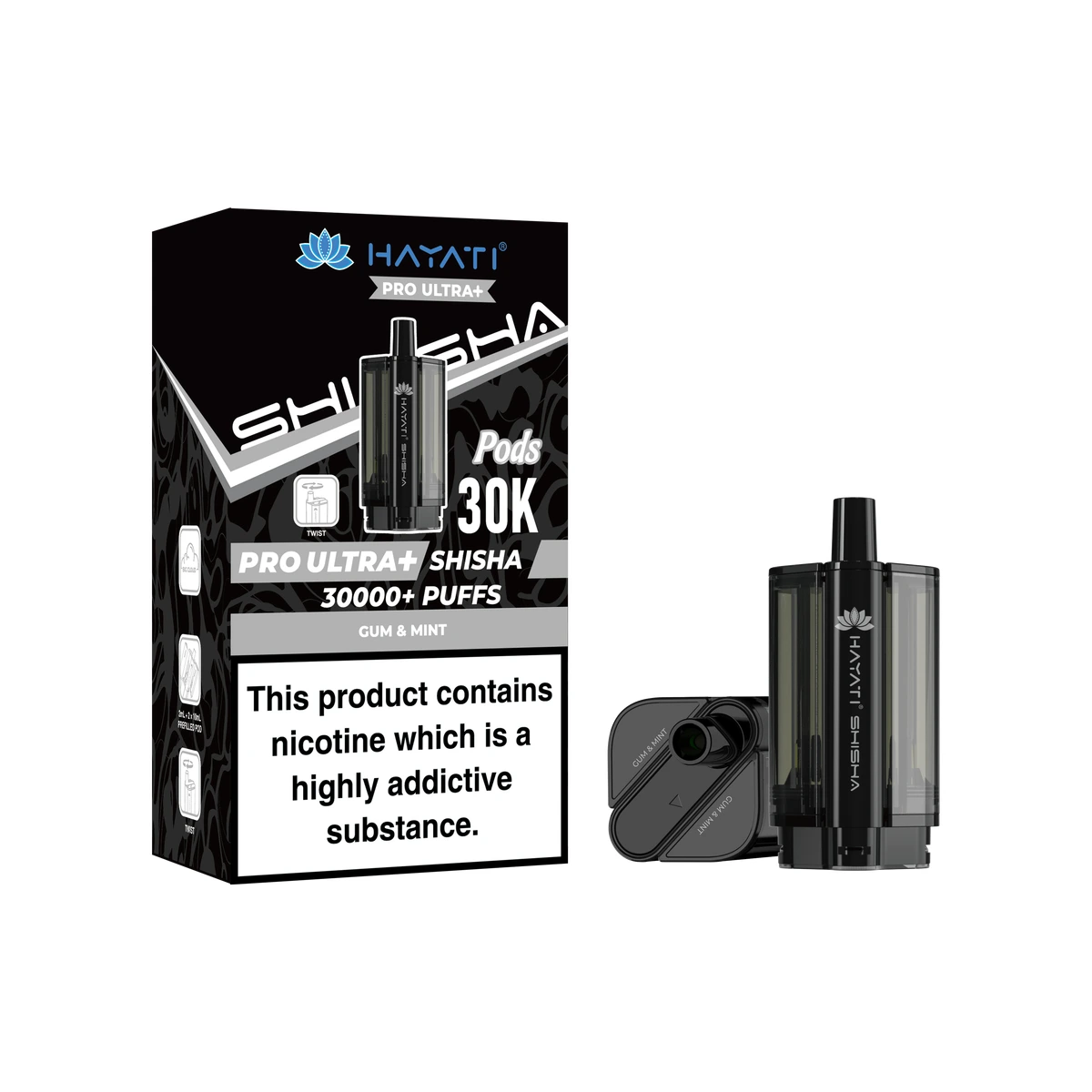 Hayati® Pro Ultra+ Shisha POD Gum & Mint+Gum & Mint image 1