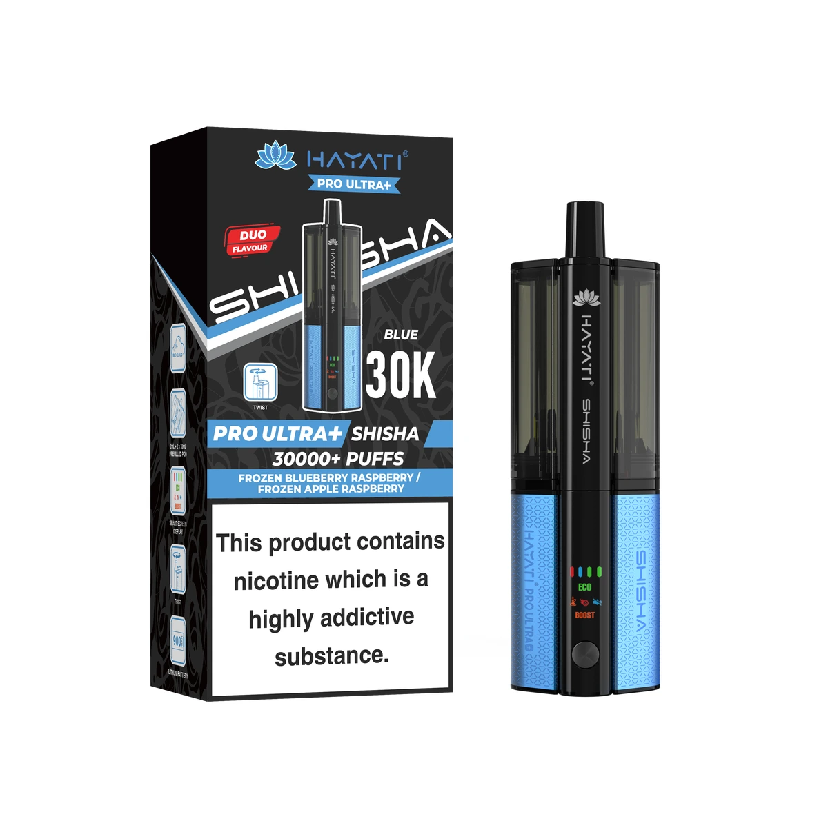 Hayati® Pro Ultra+ Shisha KIT Frozen Blueberry Raspberry+Frozen Apple Raspberry wholesale vape product