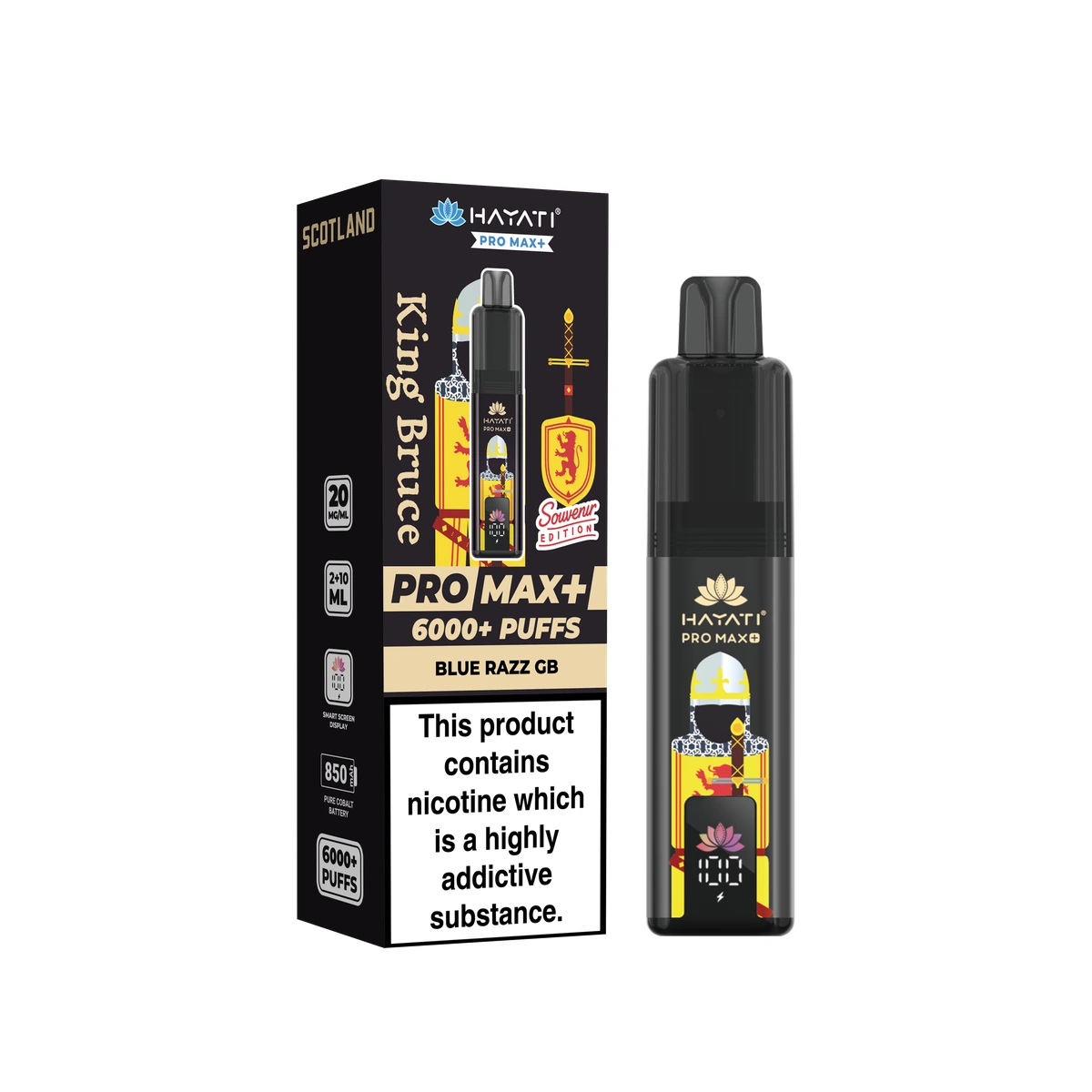 Hayati® Pro Max+ Souvenir Edition (Scotland) Blue Razz GB wholesale vape product