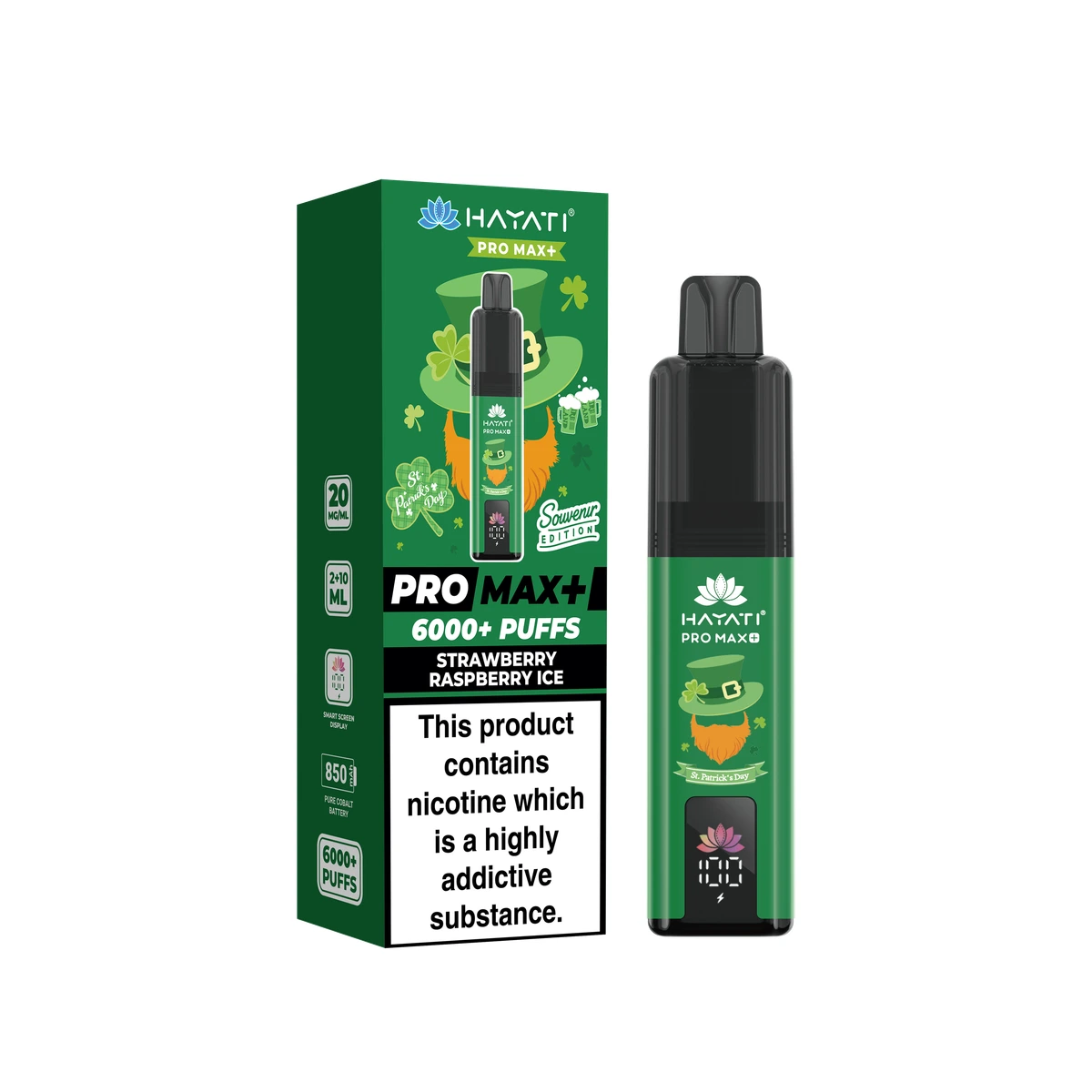 Hayati® Pro Max+ Souvenir Edition (Ireland) Strawberry Raspberry Ice wholesale vape product