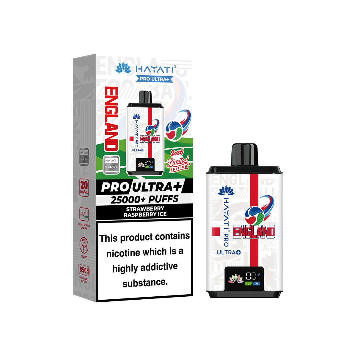 Hayati® Pro Ultra+ World Cup Limited Edition (England) Strawberry Raspberry Ice