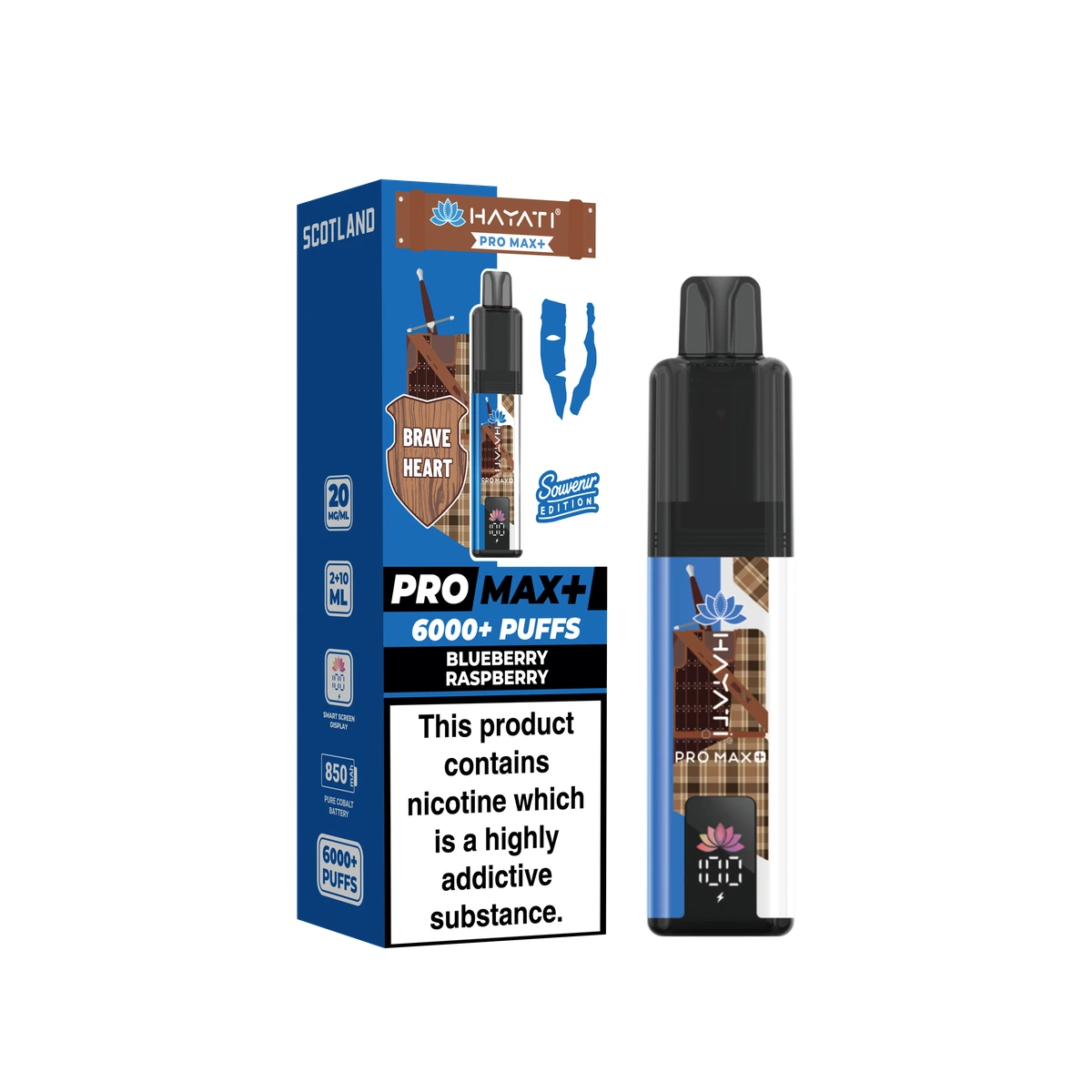 Hayati® Pro Max+ Souvenir Edition (Scotland) Blueberry Raspberry wholesale vape product