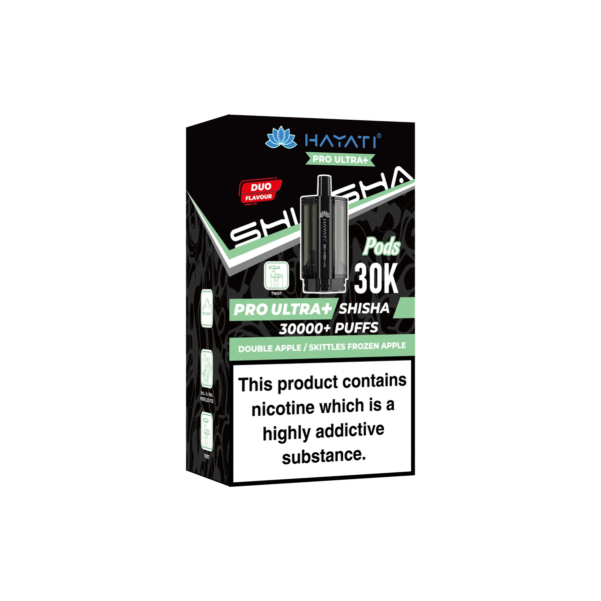 Hayati® Pro Ultra+ Shisha POD Double Apple+Skittles Frozen Apple wholesale vape product