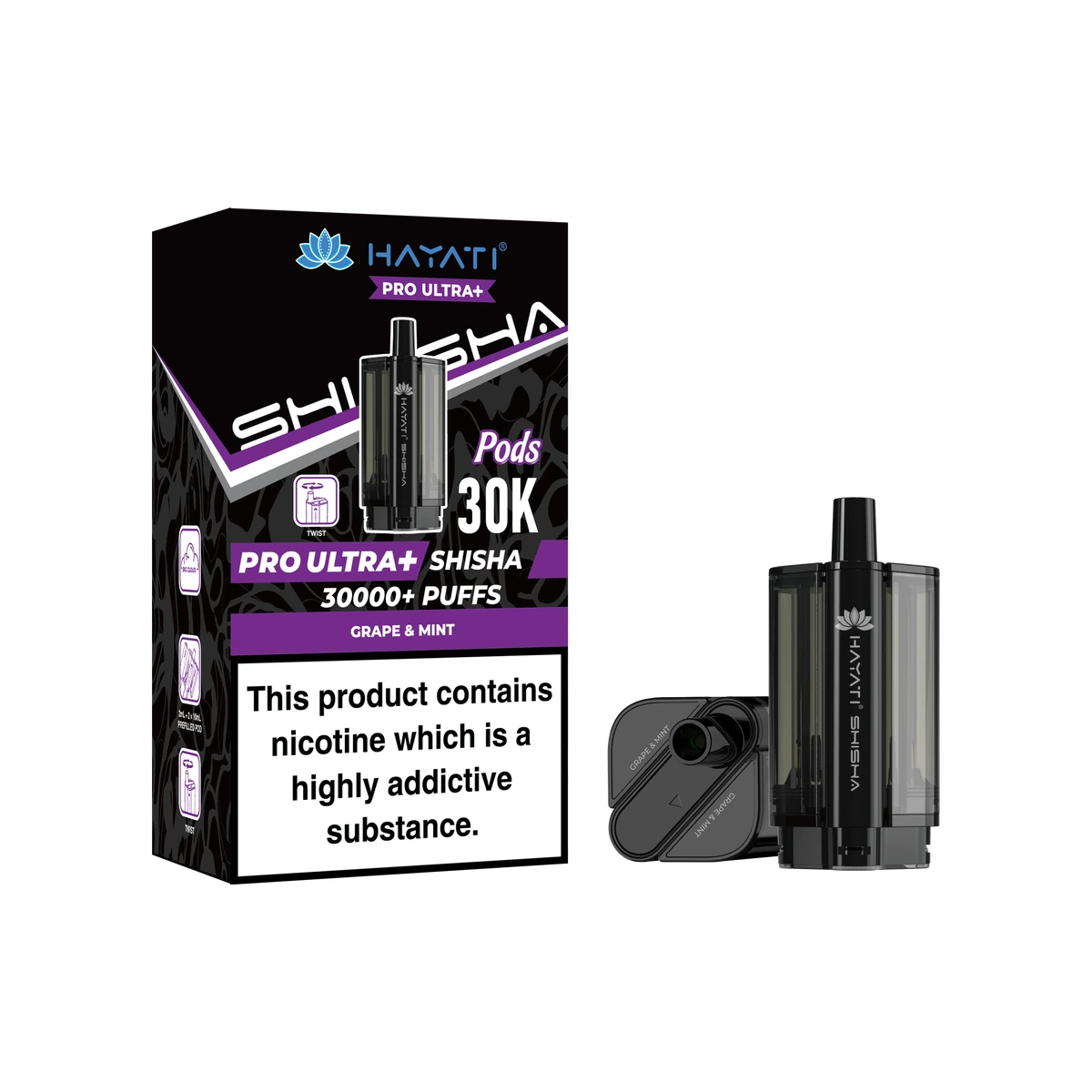 Hayati® Pro Ultra+ Shisha POD Grape & Mint+Grape & Mint image 1