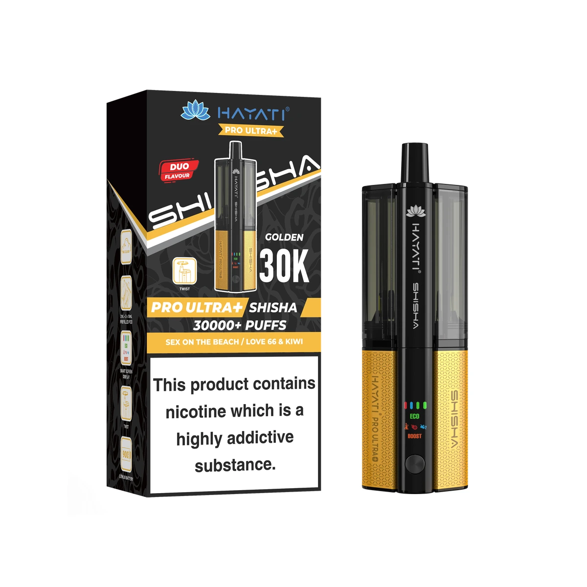 Hayati® Pro Ultra+ Shisha KIT Sex On The Beach+Love 66 & Kiwi wholesale vape product
