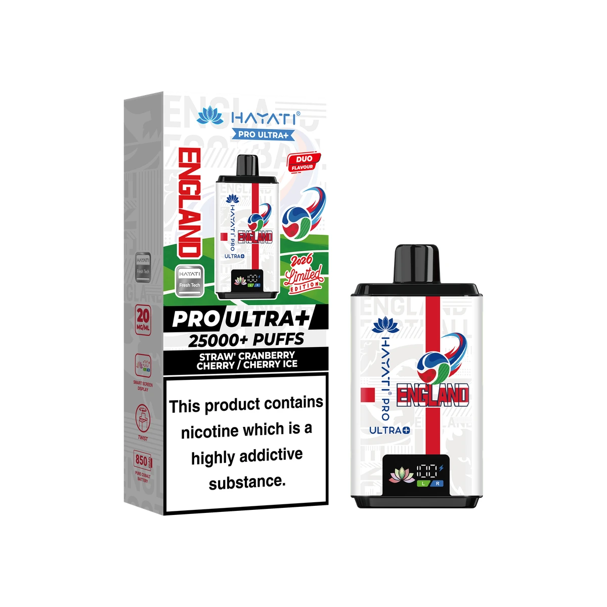 Hayati® Pro Ultra+ World Cup Limited Edition (England) Strawberry Cranberry Cherry / Cherry Ice