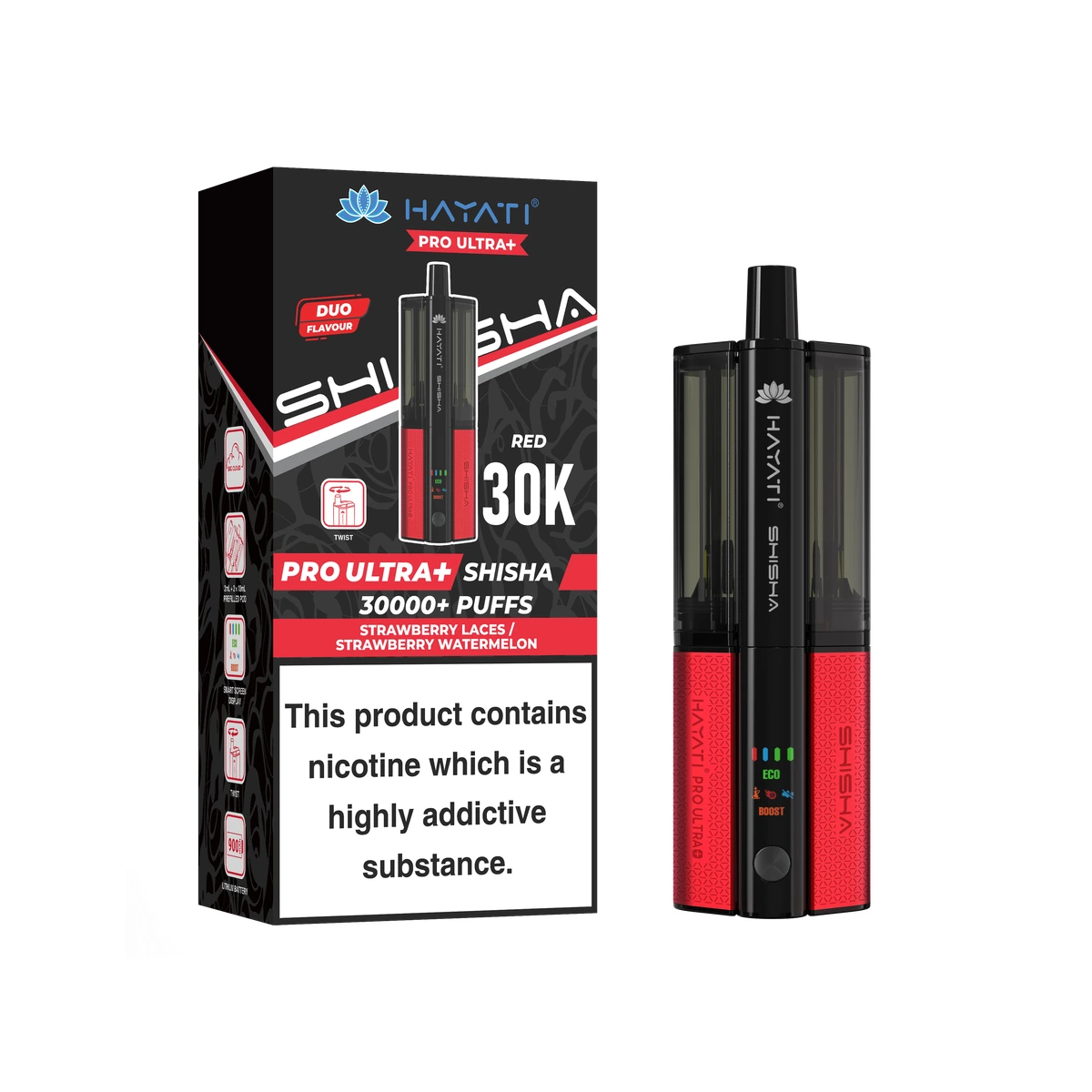Hayati® Pro Ultra+ Shisha KIT Strawberry Laces+Strawberry Watermelon wholesale vape product