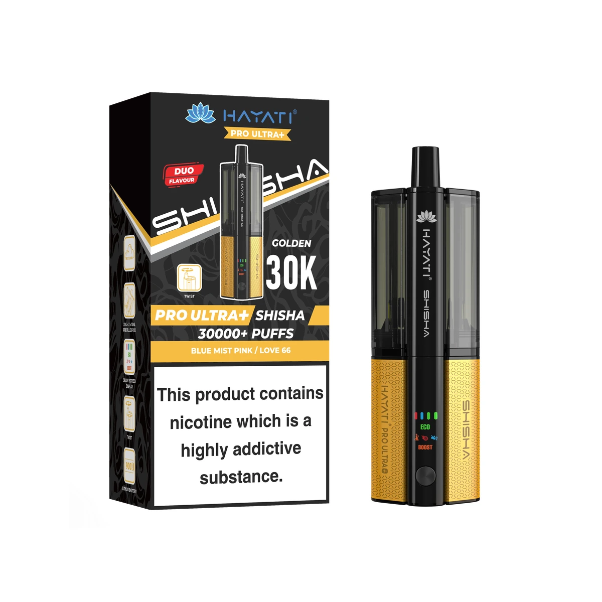 Hayati® Pro Ultra+ Shisha KIT Blue Mist Pink+Love 66 wholesale vape product