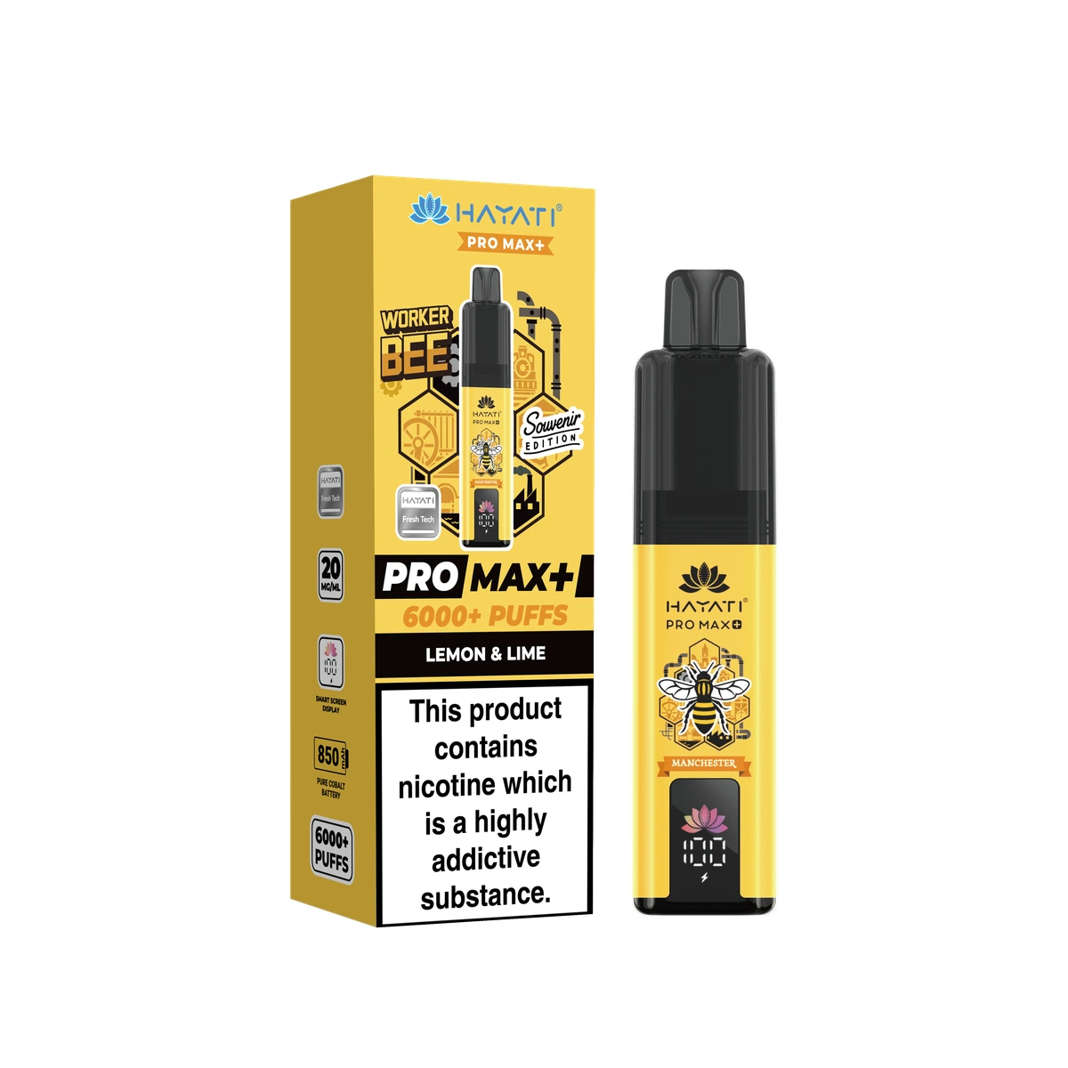 Hayati® Pro Max+ Souvenir Edition (Manchester) Lemon & Lime wholesale vape product