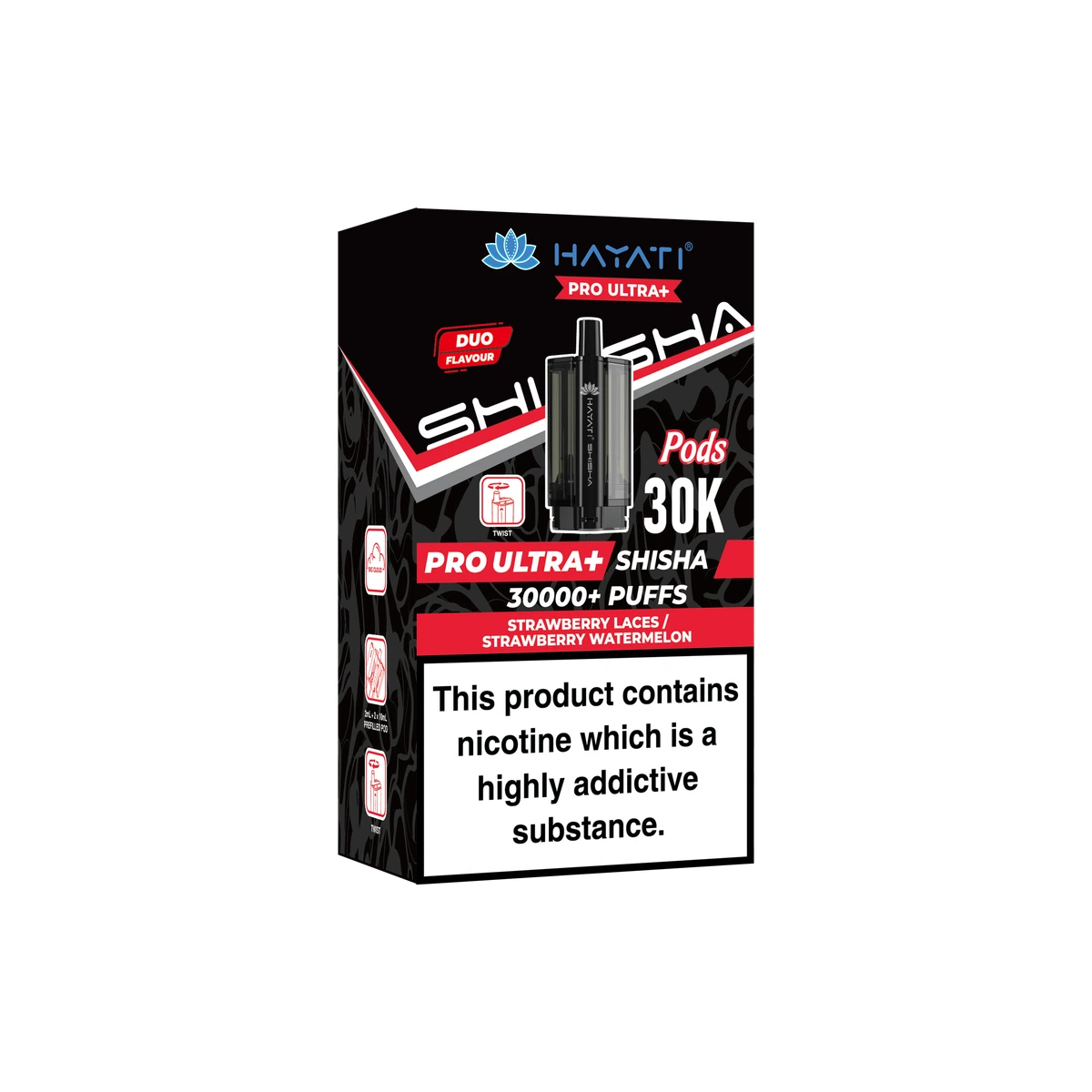Hayati® Pro Ultra+ Shisha POD Strawberry Laces+Strawberry Watermelon wholesale vape product