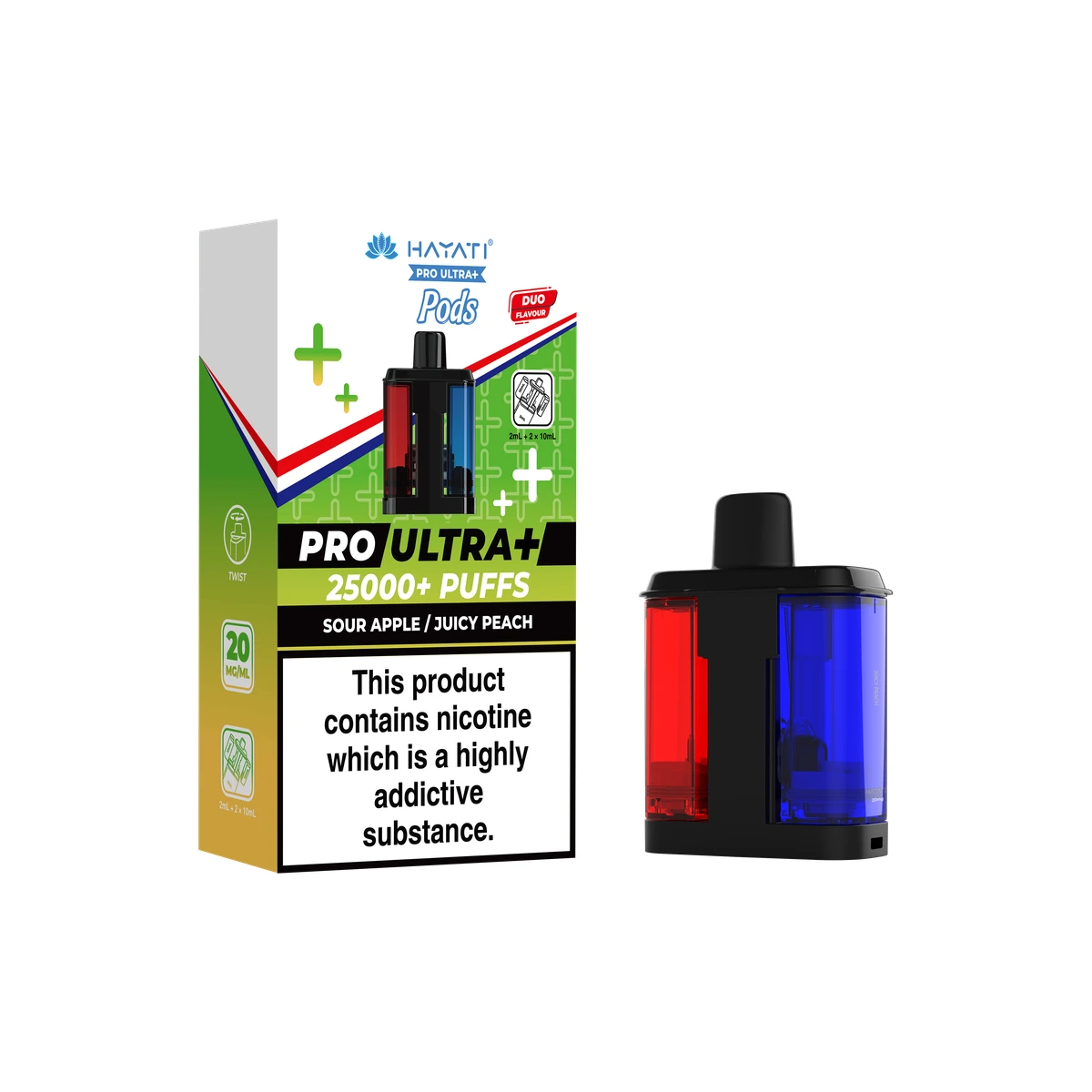 Hayati Pro Ultra+ POD Sour Apple / Juicy Peach wholesale vape product