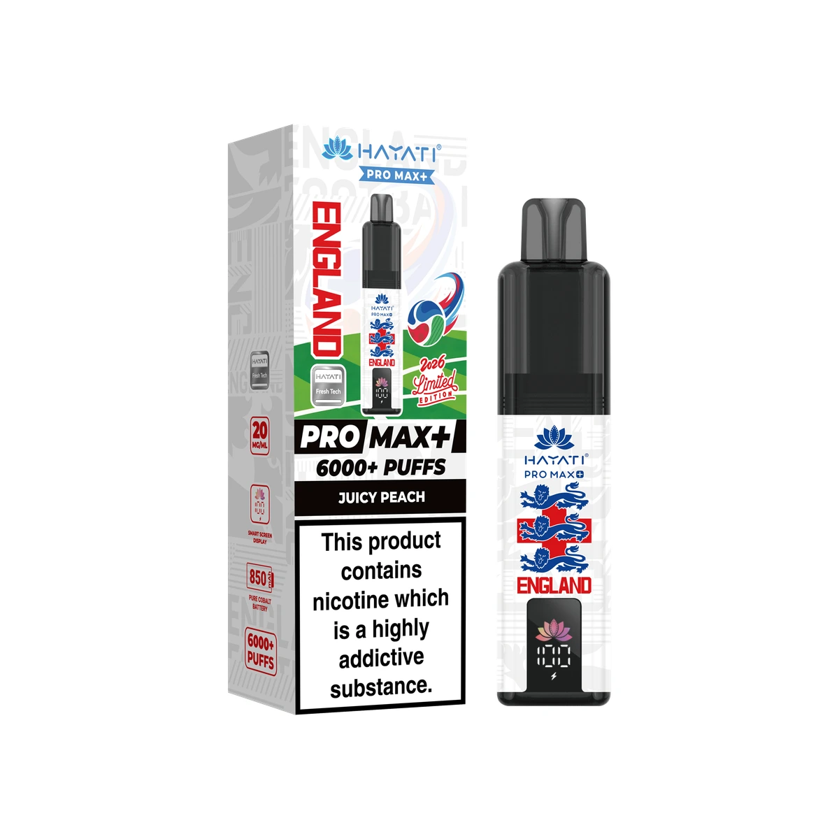 Hayati® Pro Max+ World Cup Limited Edition (England) Juicy Peach wholesale vape product