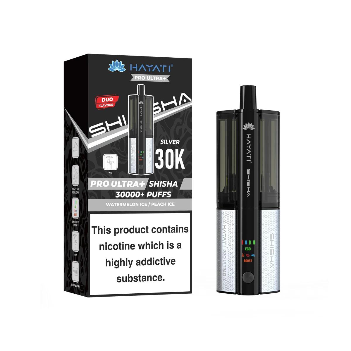 Hayati® Pro Ultra+ Shisha KIT Watermelon Ice+Peach Ice wholesale vape product