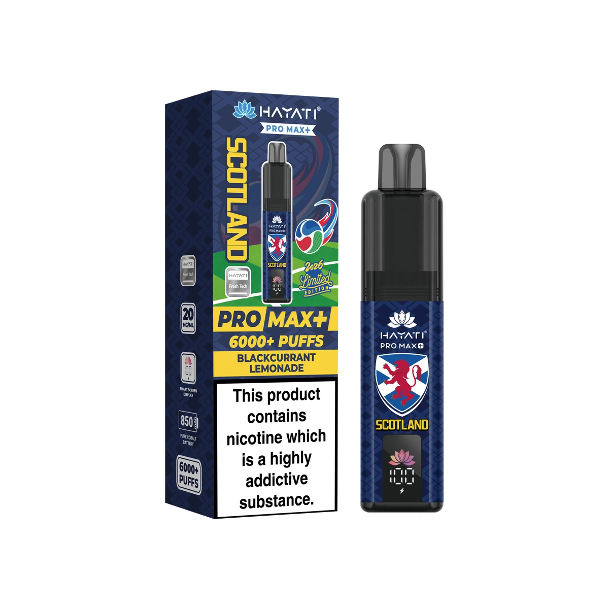 Hayati® Pro Max+ World Cup Limited Edition (Scotland) Black Currant Lemonade wholesale vape product