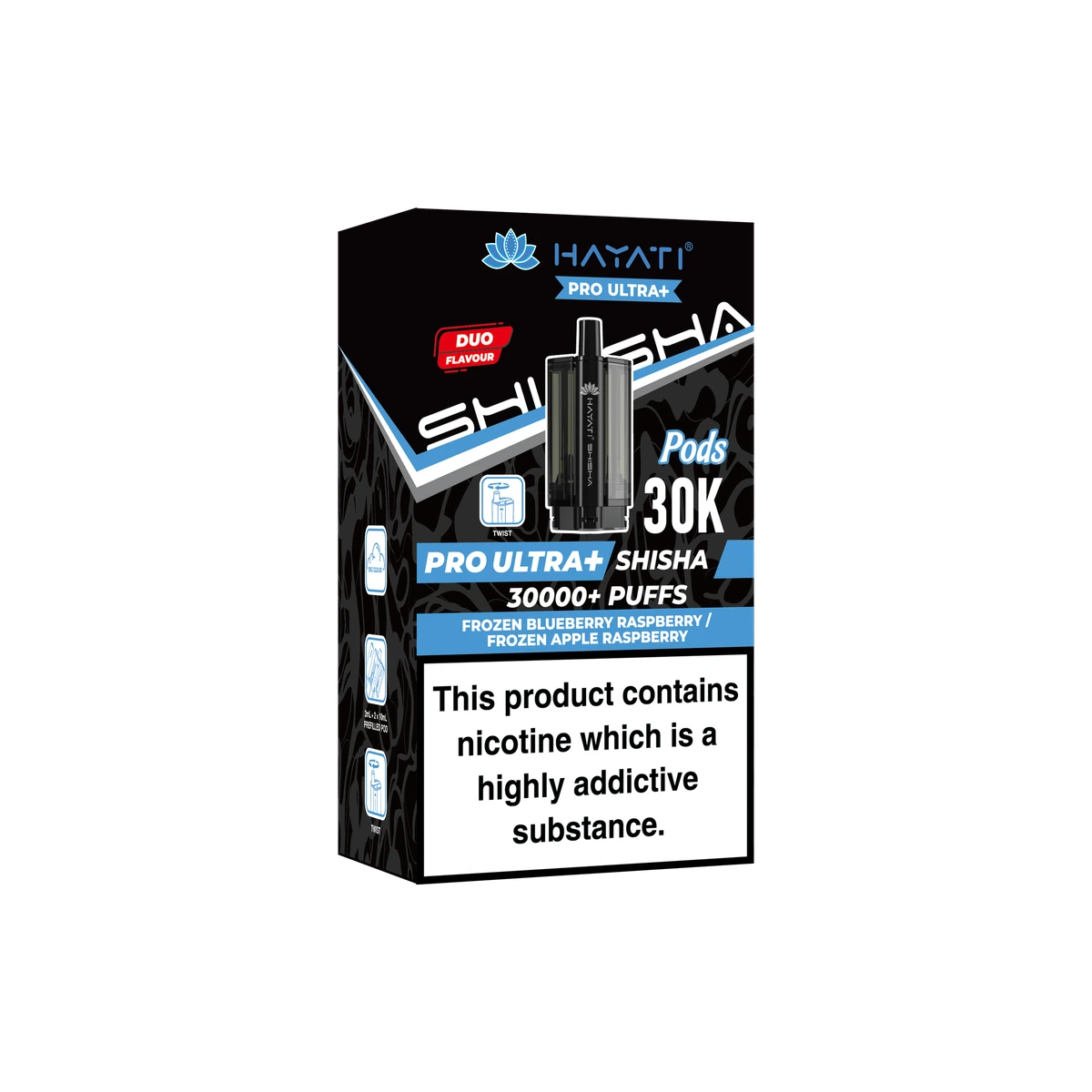 Hayati® Pro Ultra+ Shisha POD Frozen Blueberry Raspberry+Frozen Apple Raspberry wholesale vape product