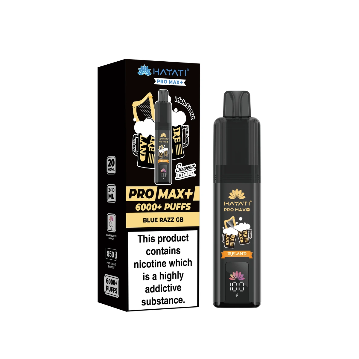 Hayati® Pro Max+ Souvenir Edition (Ireland) Blue Razz GB wholesale vape product