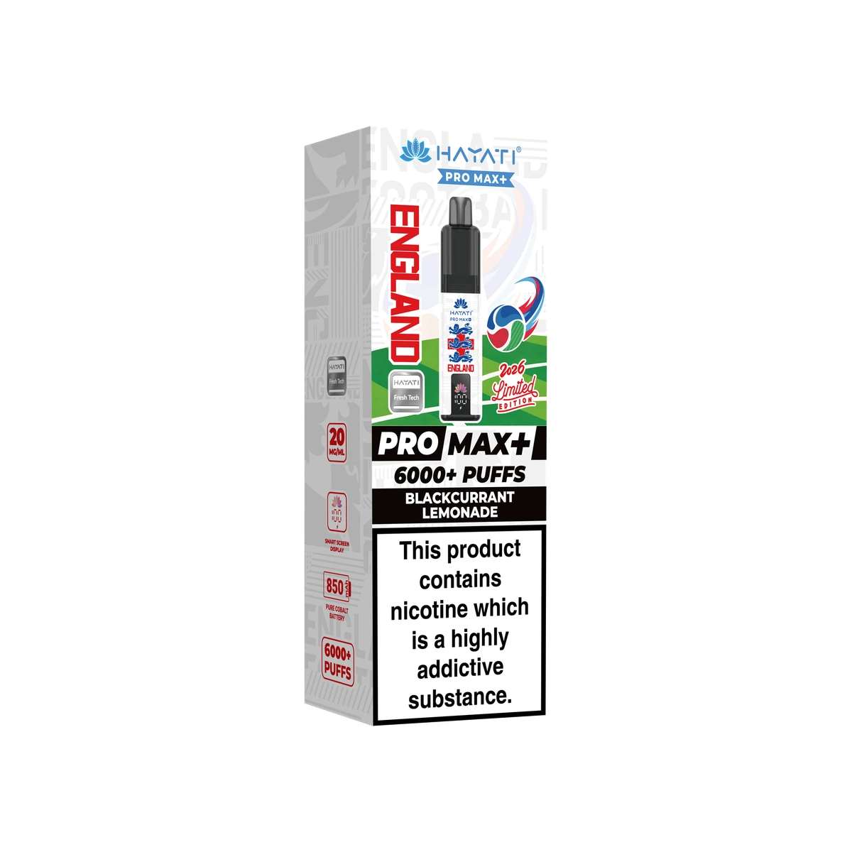 Hayati® Pro Max+ World Cup Limited Edition (England) Black Currant Lemonade wholesale vape product