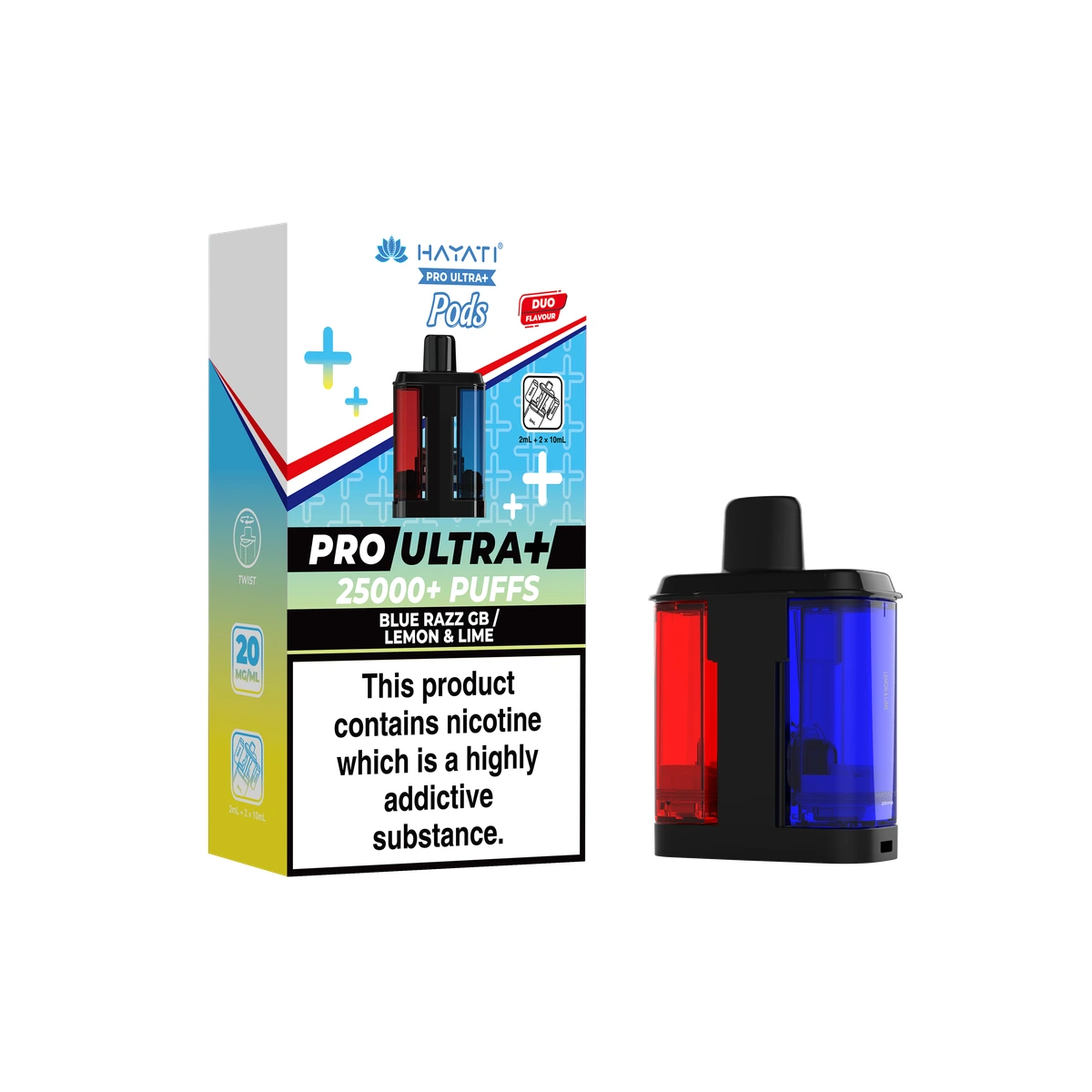 Hayati Pro Ultra+ POD Blue Razz GB / Lemon & Lime wholesale vape product