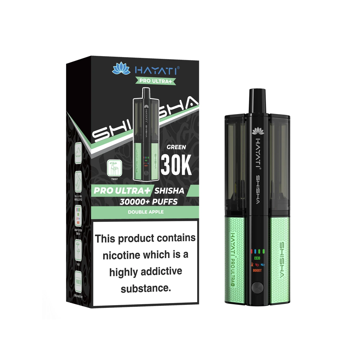 Hayati® Pro Ultra+ Shisha KIT Double Apple+Double Apple wholesale vape product